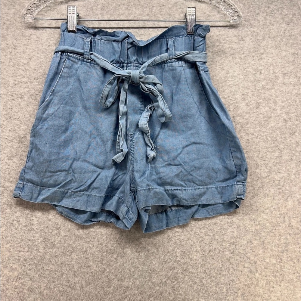 Thread & Supply High Waist Blue Tie Shorts